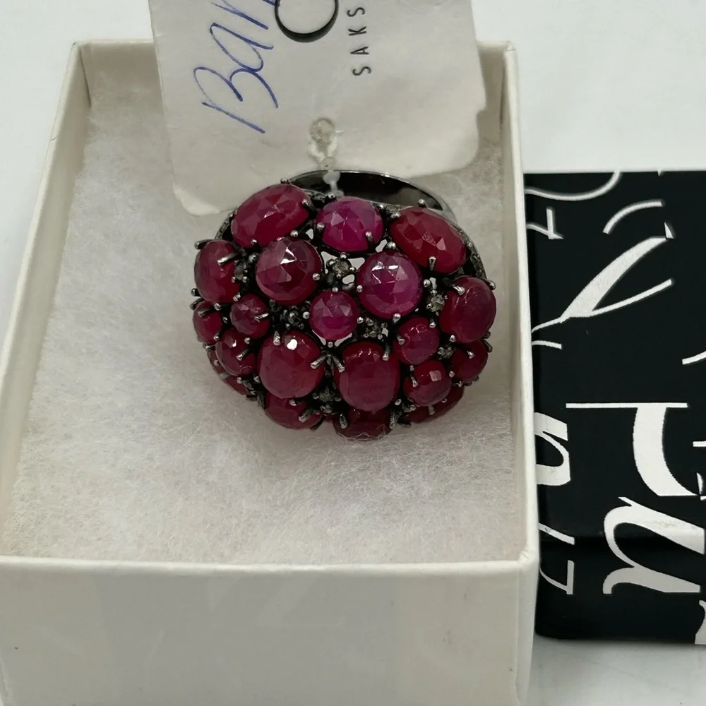 Bavna Sterling, silver and genuine Ruby, ring size 7,